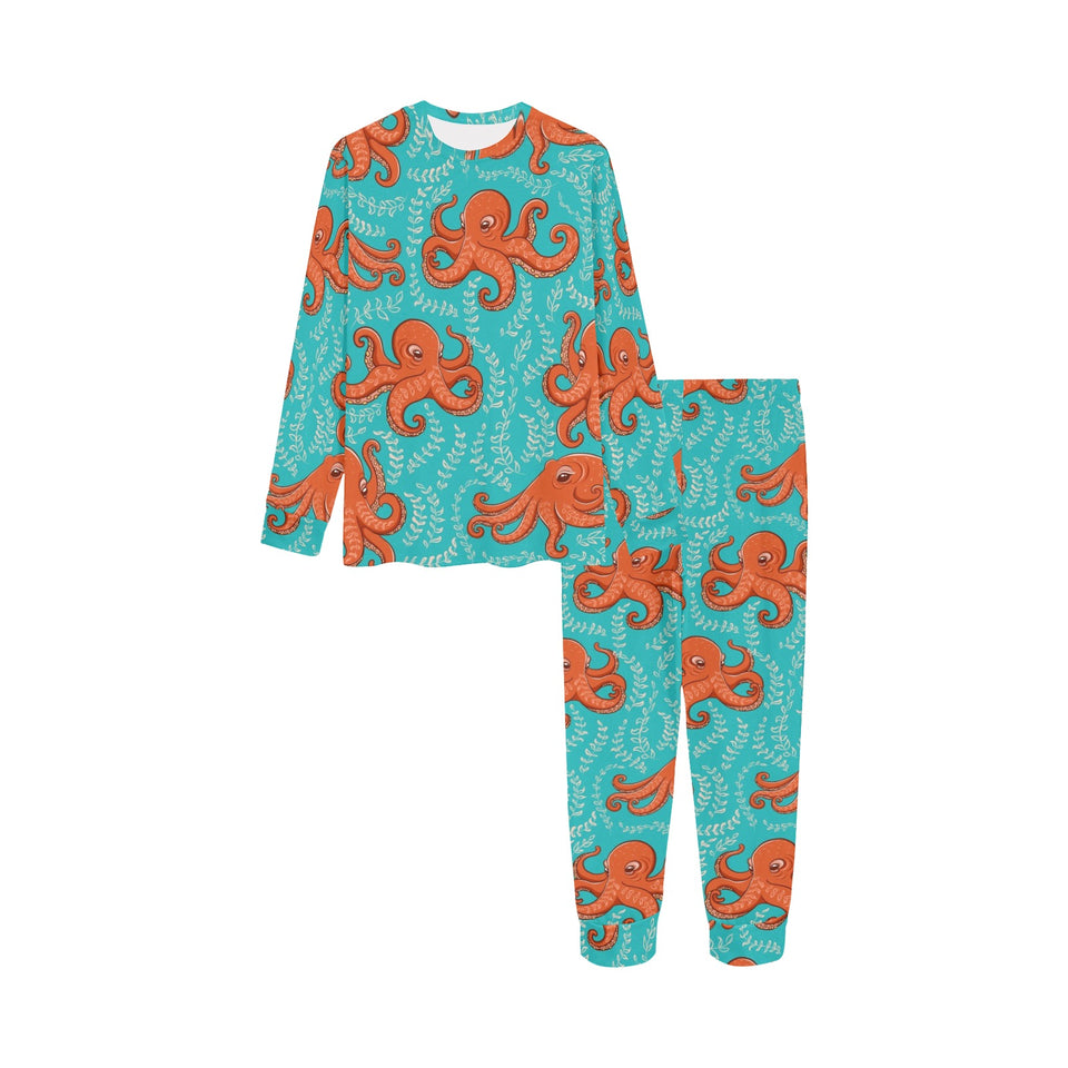 Octopus turquoise background Kids' Boys' Girls' All Over Print Pajama Set