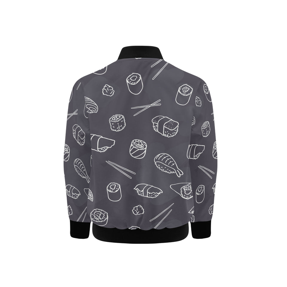 sushi pattern black background Kids' Boys' Girls' Bomber Jacket
