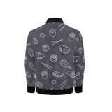 sushi pattern black background Kids' Boys' Girls' Bomber Jacket
