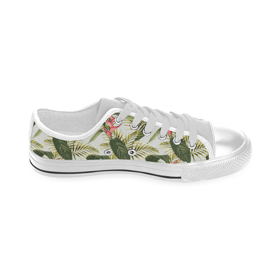heliconia pattern Men's Low Top Shoes White