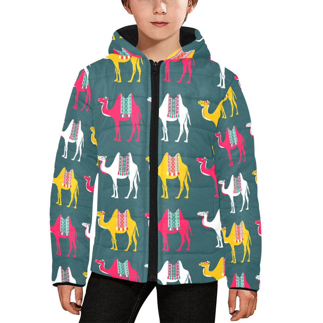 Camel pattern Kids' Boys' Girls' Padded Hooded Jacket