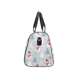 Snowman christmas tree snow gray background Travel Bag