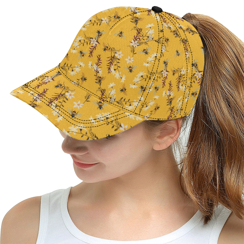 Bee flower pattern All Over Print Snapback Cap