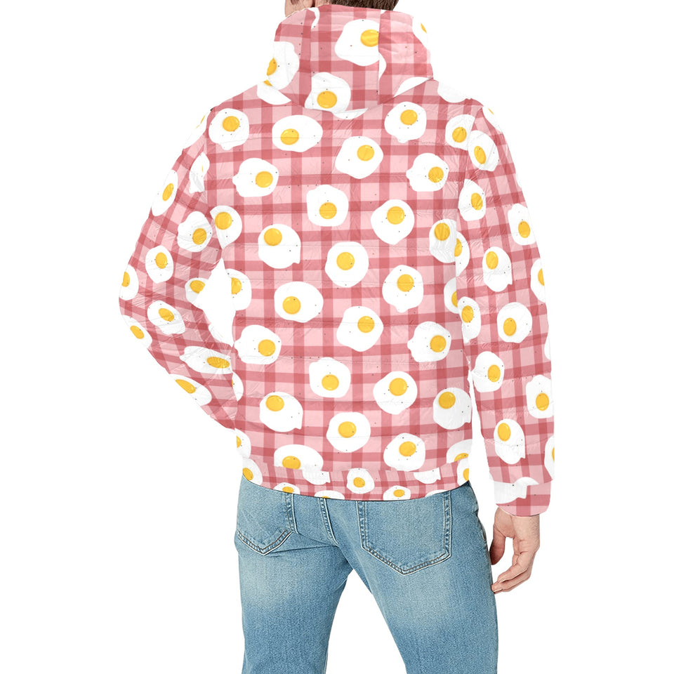 Fried Eggs Pattern Print Design 03 Men's Padded Hooded Jacket