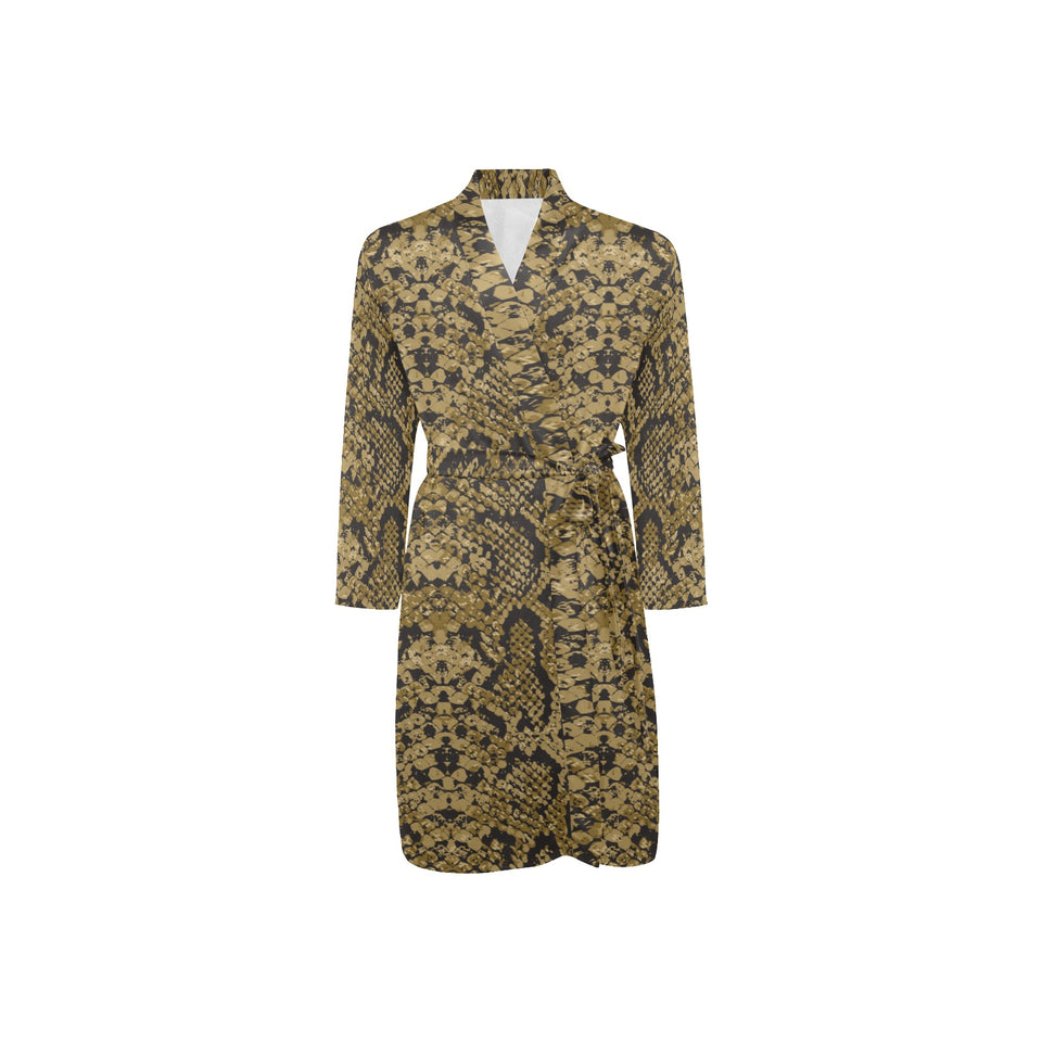 Snake skin pattern Men's Long Sleeve Belted Night Robe