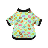 Colorful donut pattern green background All Over Print Pet Dog Round Neck Fuzzy Shirt