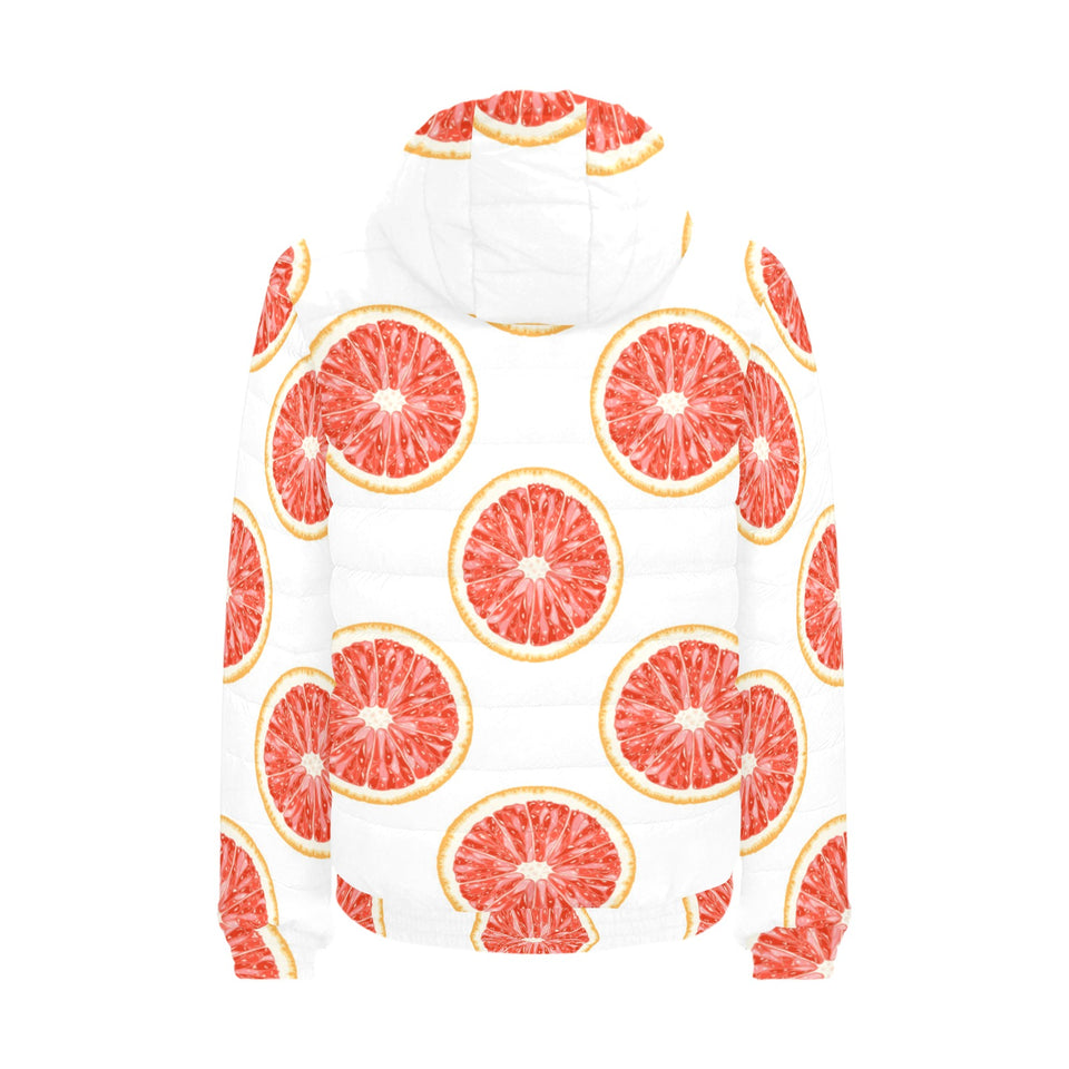 Grapefruit pattern Men's Padded Hooded Jacket