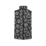 Garlic pattern black background Women's Padded Vest