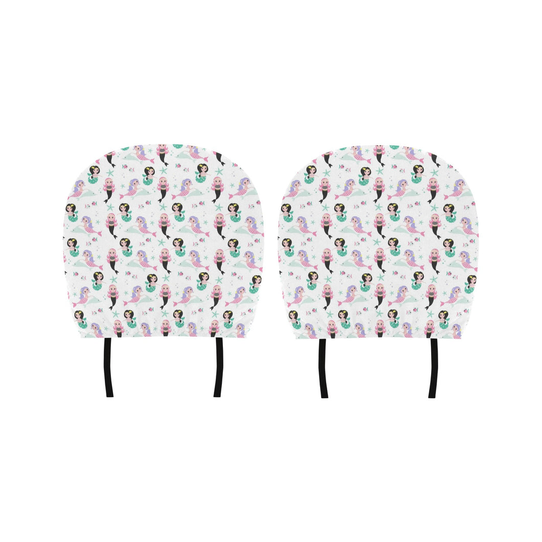 cute mermaid dolphin fish starfish pattern Car Headrest Cover