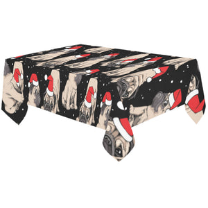 Christmas Pugs Santa_s red cap pattern Tablecloth
