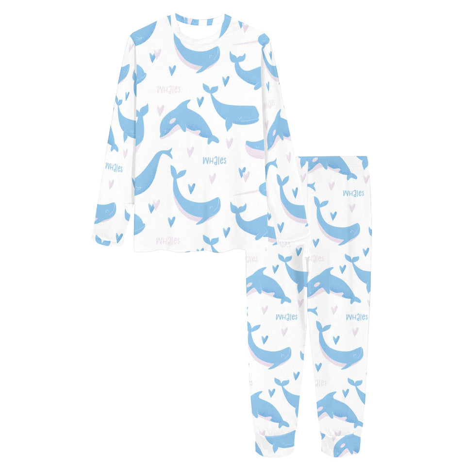 Blue whale pattern Women's All Over Print Pajama Set