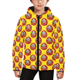 Daruma japanese wooden doll yellow background Kids' Boys' Girls' Padded Hooded Jacket