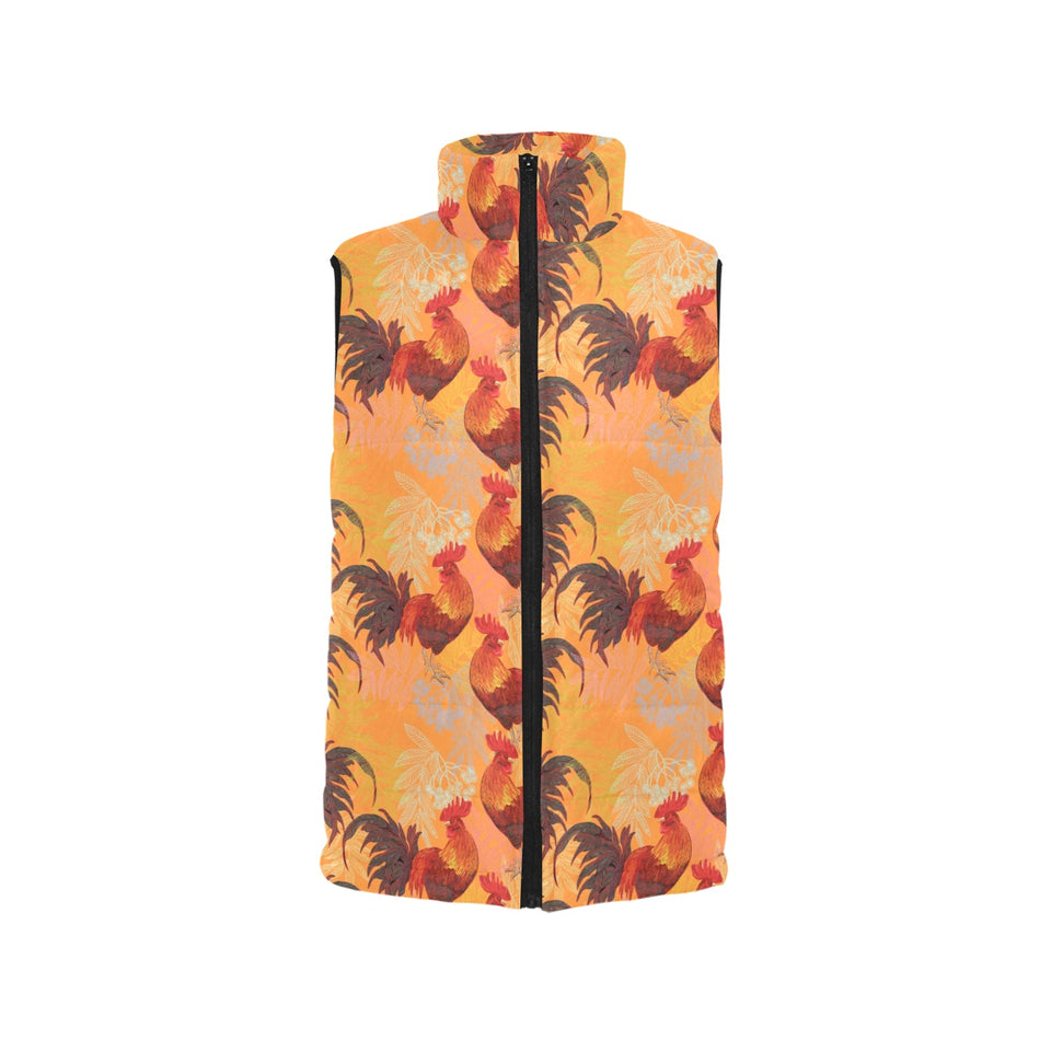 red rooster chicken cock pattern Women's Padded Vest