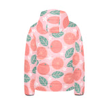 Grapefruit leaves flower pink background Kids' Boys' Girls' Padded Hooded Jacket