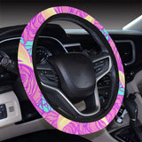 Moon pink rose background Car Steering Wheel Cover