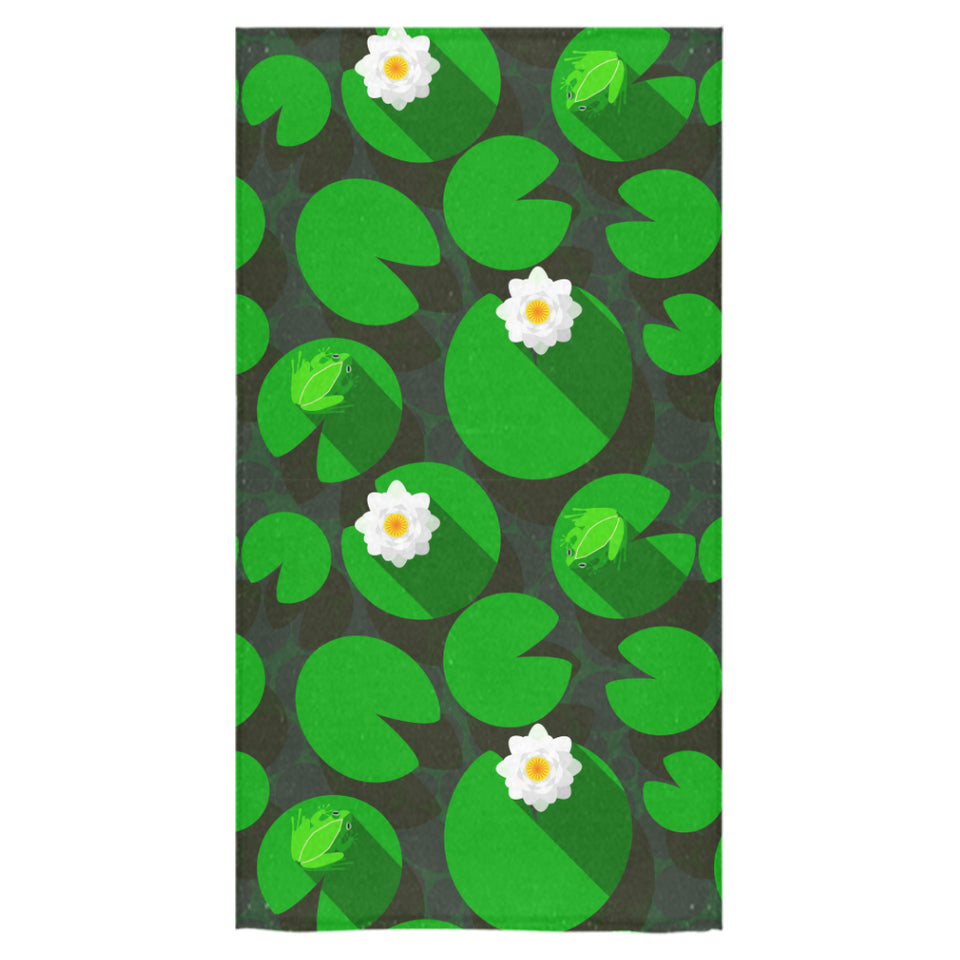 Frog waterlily pattern Bath Towel