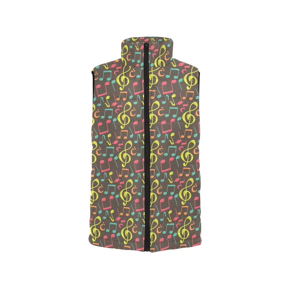 Music Notes Pattern Print Design 05 Women's Padded Vest