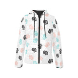 Dog Paws Pattern Print Design 04 Women's Padded Hooded Jacket