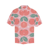 Grapefruit leaves flower pink background Men's All Over Print Hawaiian Shirt