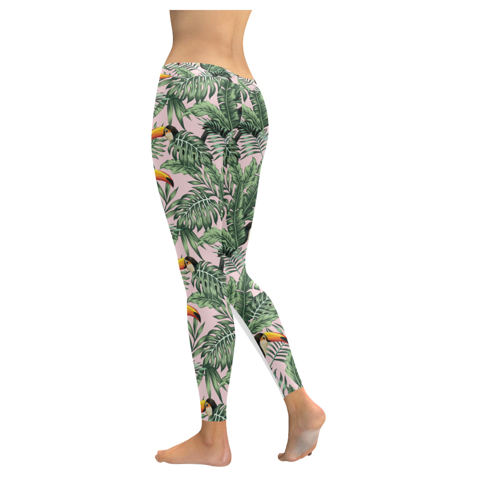 Toucan tropical green jungle palm pattern Women's Legging Fulfilled In US