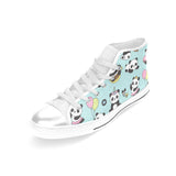 Cute baby panda pattern Women's High Top Canvas Shoes White