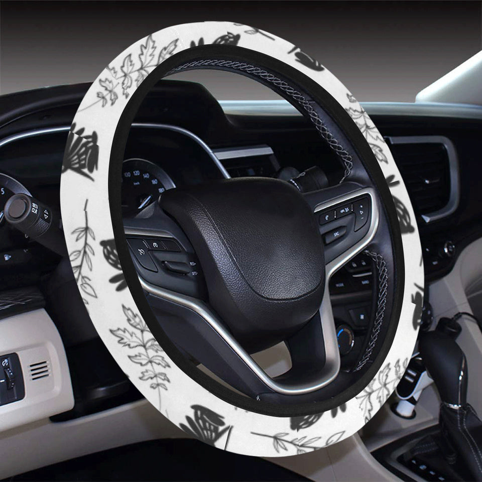 Crows floral wreath rabbit pattern Car Steering Wheel Cover