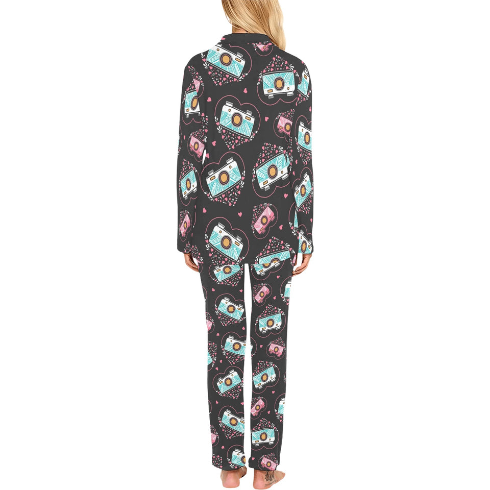 Camera Pattern Print Design 04 Women's Long Pajama Set