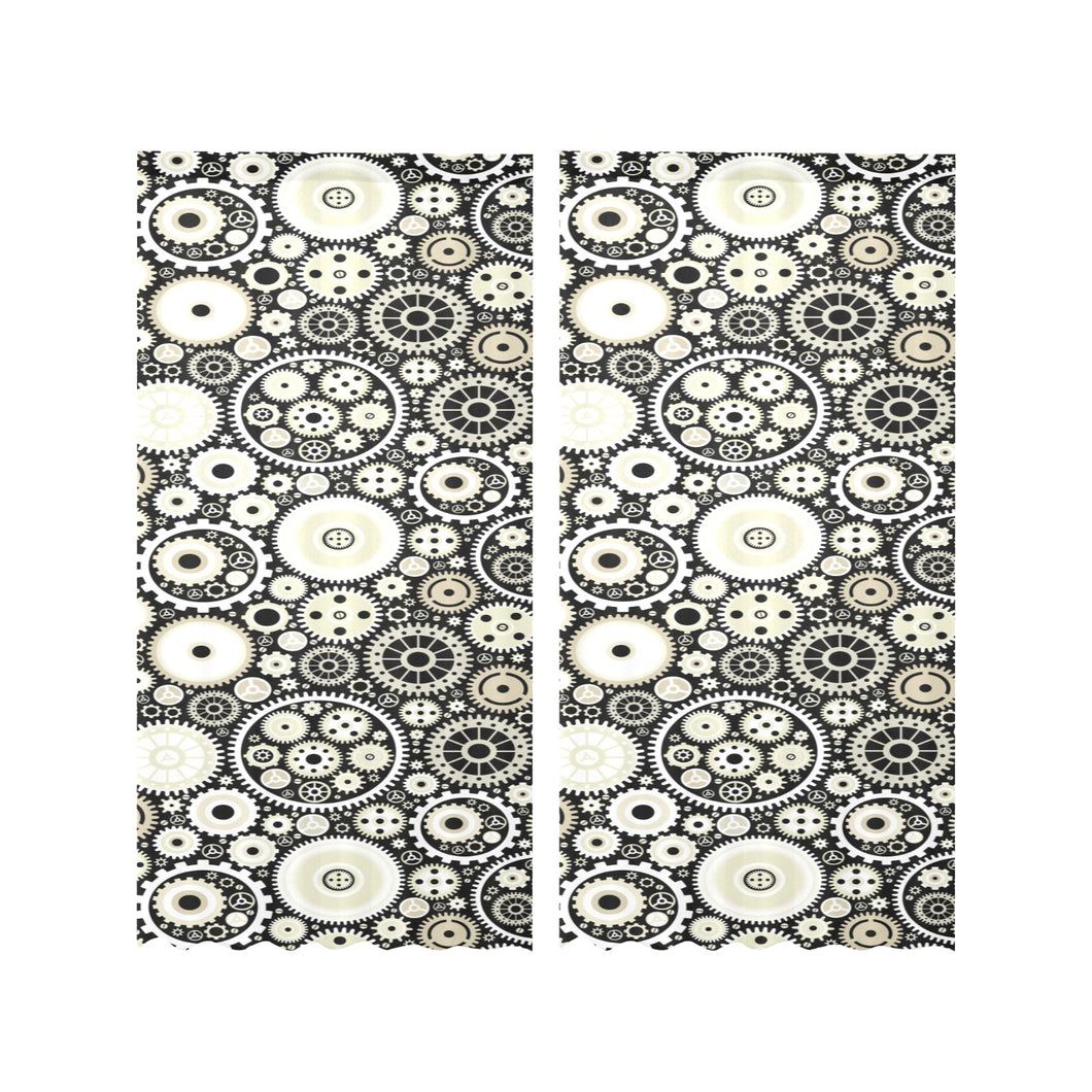 Gear Pattern Print Design 02 Gauze Curtain