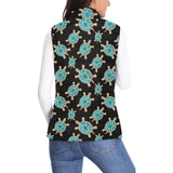 Sea turtle blue stone pattern Women's Padded Vest