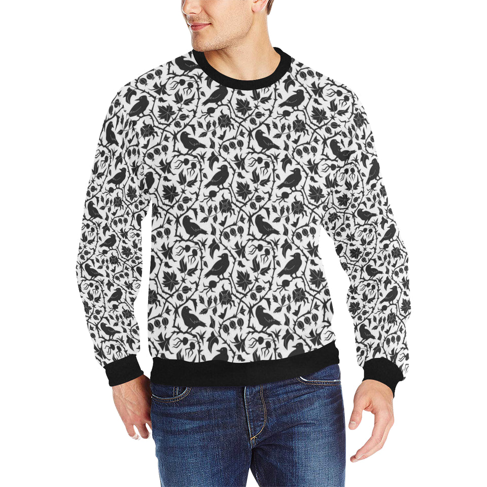 Crow dark floral pattern Men's Crew Neck Sweatshirt
