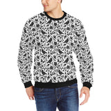 Crow dark floral pattern Men's Crew Neck Sweatshirt