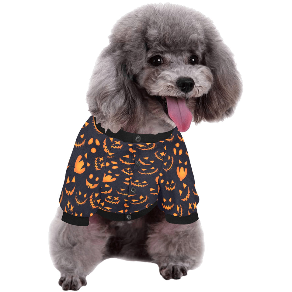 Halloween pattern Pumpkin background All Over Print Pet Dog Round Neck Fuzzy Shirt