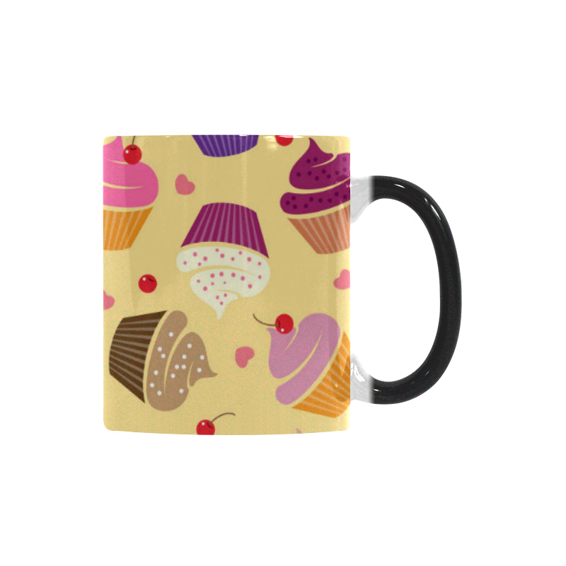 cake cupcake heart cherry pattern Morphing Mug Heat Changing Mug