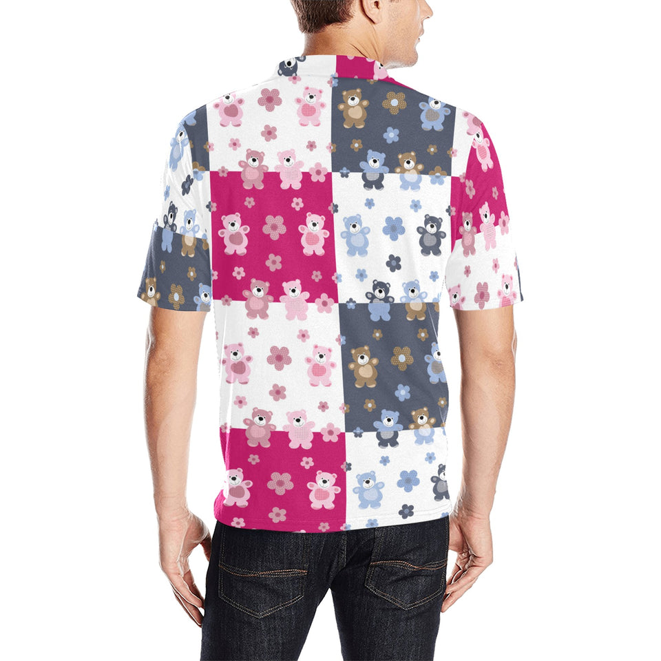 Teddy Bear Pattern Print Design 03 Men's All Over Print Polo Shirt