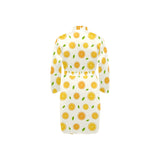 oranges leaves pattern Men's Long Sleeve Belted Night Robe