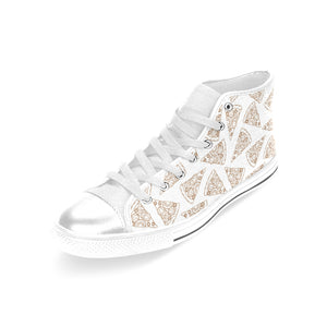 Hand drawn pizza pattern Women's High Top Canvas Shoes White