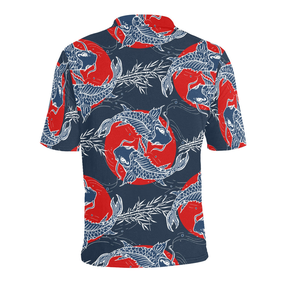 Koi Fish Carp Fishs hand drawn japanese art Men's All Over Print Polo Shirt