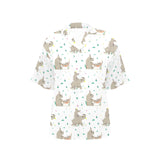 Cute Rhino pattern background Women's All Over Print Hawaiian Shirt