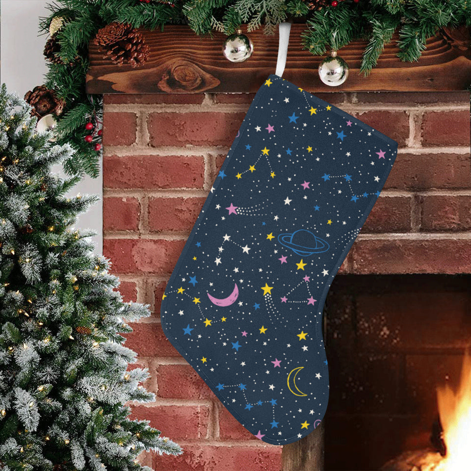 space pattern with planets, comets, constellations Christmas Stocking