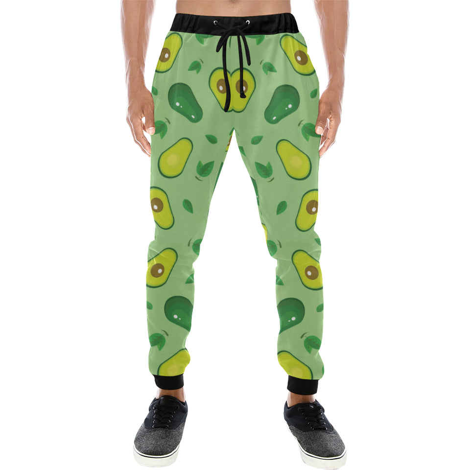Avocado pattern green background Unisex Casual Sweatpants