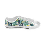 Toucan tropical leaves design pattern Men's Low Top Shoes White