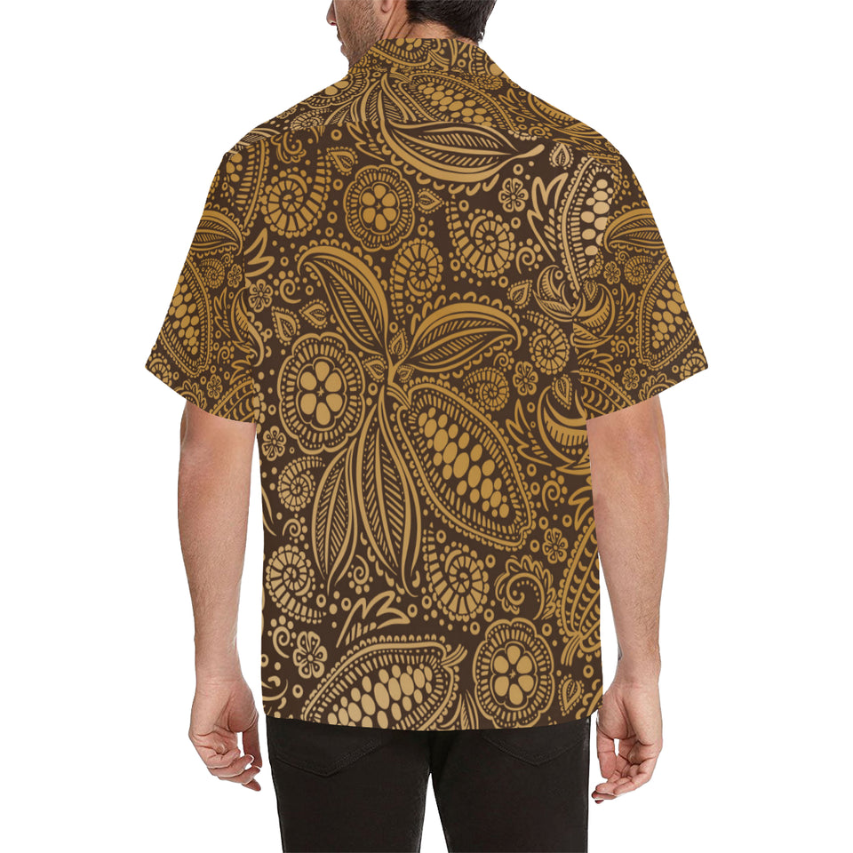 cacao beans tribal polynesian pattern background Men's All Over Print Hawaiian Shirt