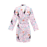 Beautiful toucan flower leaves Women's Long Sleeve Belted Night Robe