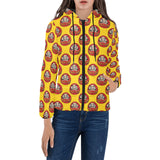 Daruma japanese wooden doll yellow background Women's Padded Hooded Jacket
