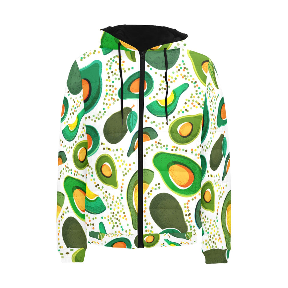 Avocado design pattern Men's Padded Hooded Jacket