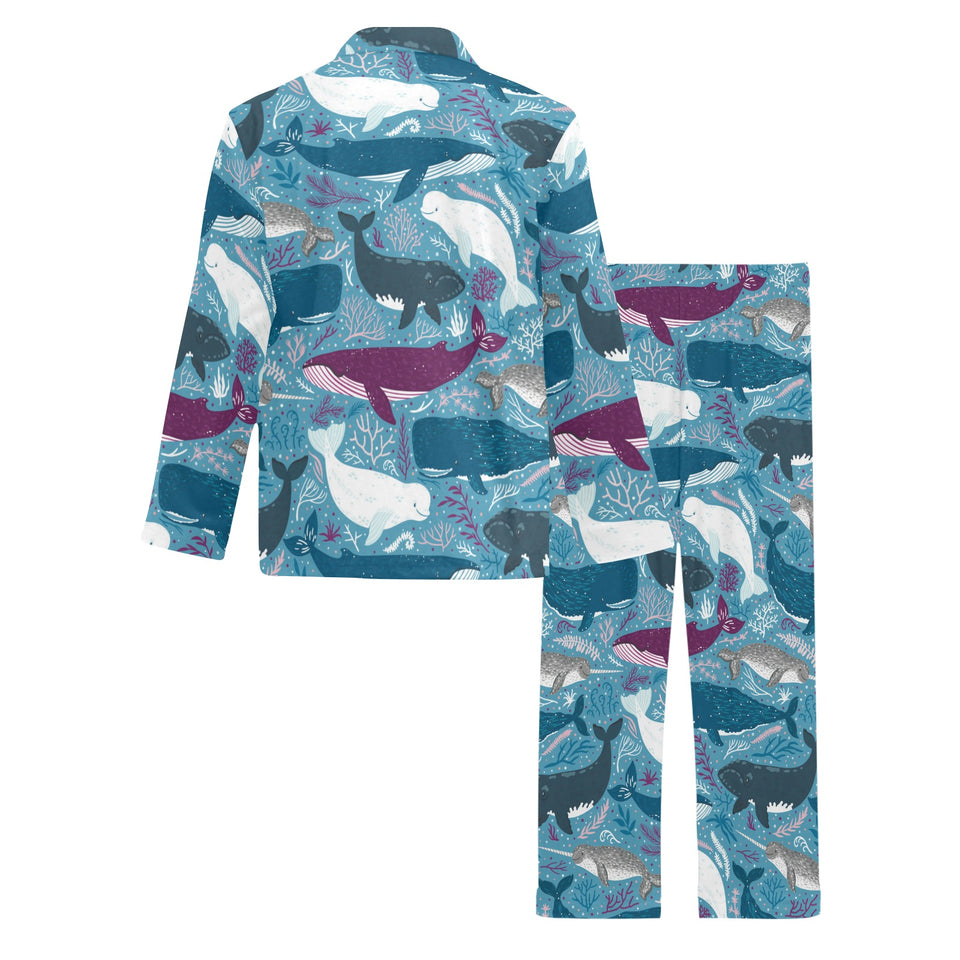 Whale design pattern Men's Long Pajama Set