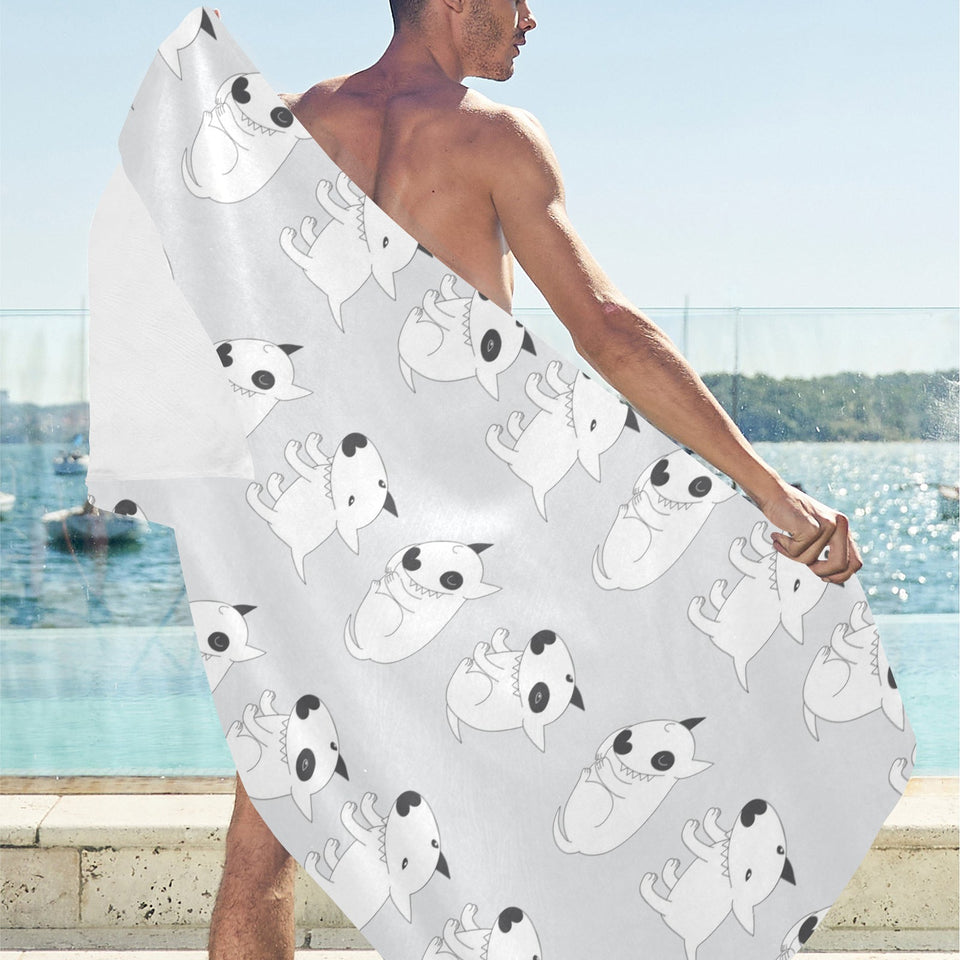 Bull Terrier Pattern Print Design 01 Beach Towel