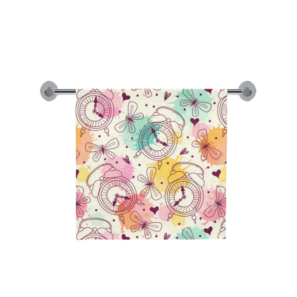 Clock butterfly pattern Bath Towel