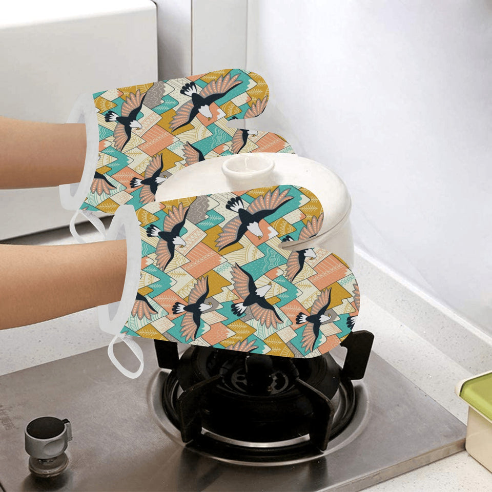 Eagle Pattern Print Design 02 Heat Resistant Oven Mitts