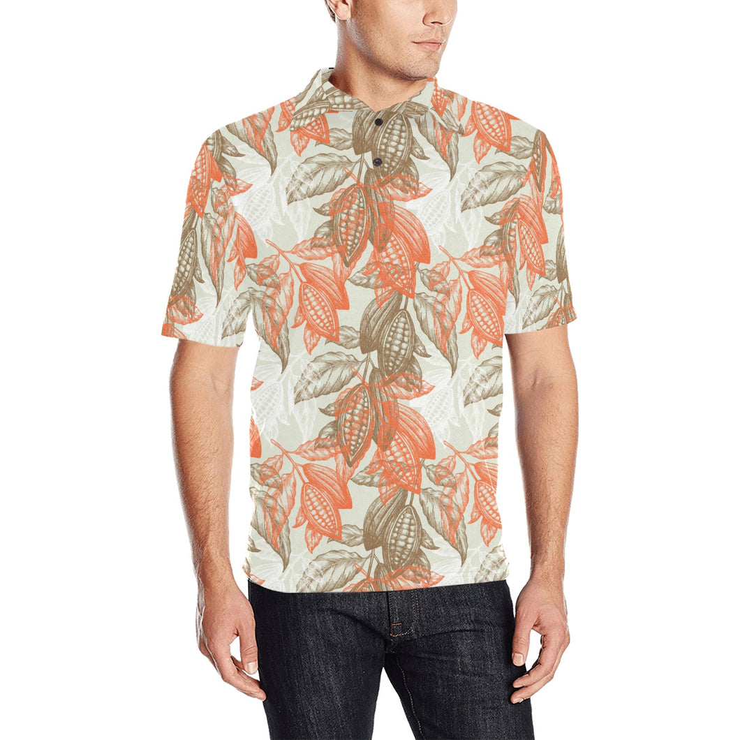 Cocoa beans Cocoa tree pattern Men's All Over Print Polo Shirt